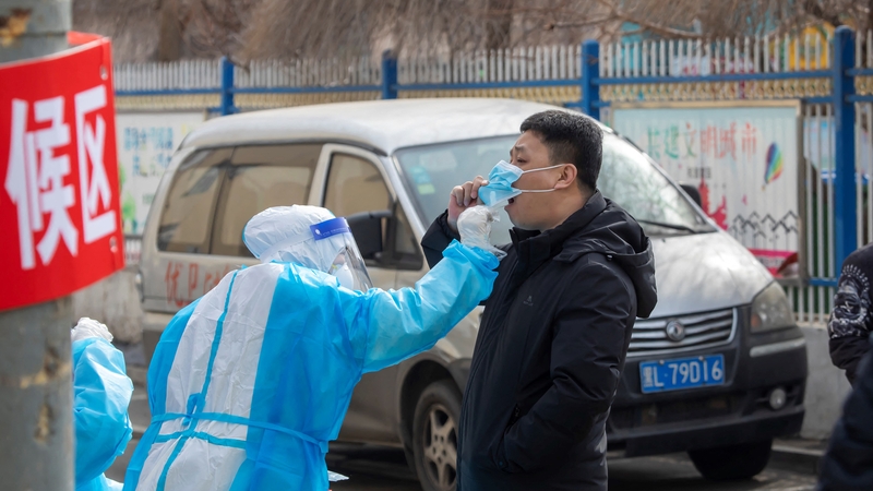 A man is tested for Covid-19 in China's Jilin