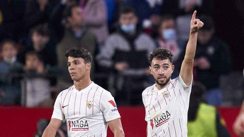 Munir El Haddadi (r) celebrates his goal