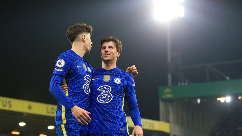 Kai Havertz and Mason Mount celebrate at Carrow Road