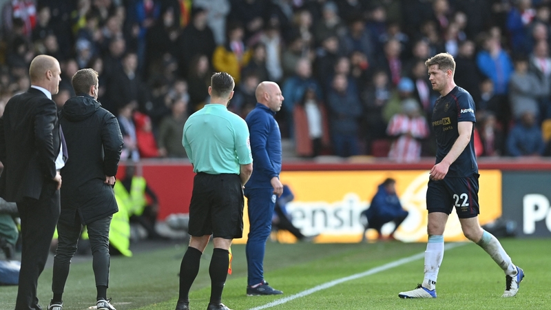 Kildare native Collins leaves the pitch after being sent off