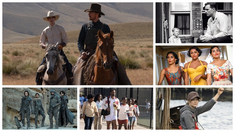 Clockwise from the top left: The Power of the Dog, Belfast, Westside Story, CODA, King Richard, Dune