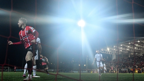 Jamie McGonigle celebrates his second goal.