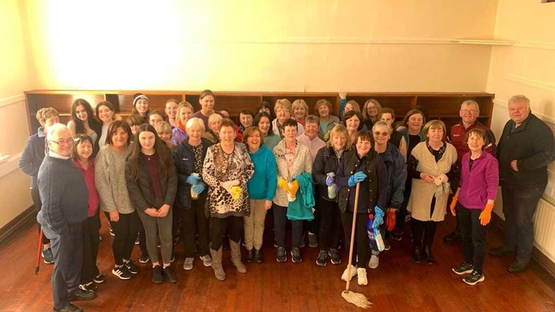 Locals spend the weekend cleaning and updating the old school building