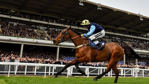 Edwardstone, with Tom Cannon up, on their way to winning the Sporting Life Arkle Challenge Trophy Novices' Chase