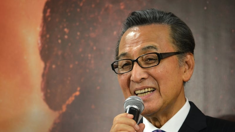 Akira Takarada, pictured in Tokyo at a Godzilla 60th anniversary event in June 2014