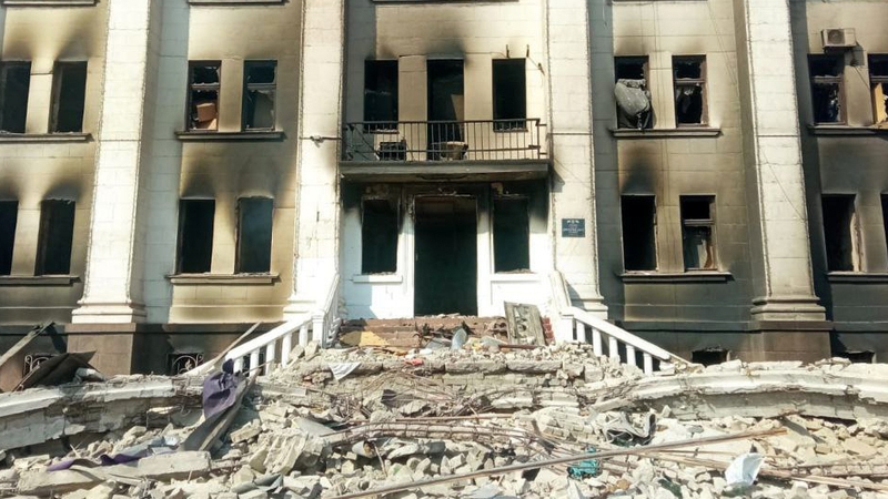 Ukraine has accused Russia of hitting the theatre with an airstrike (Image: Ukrainian Interior Ministry)