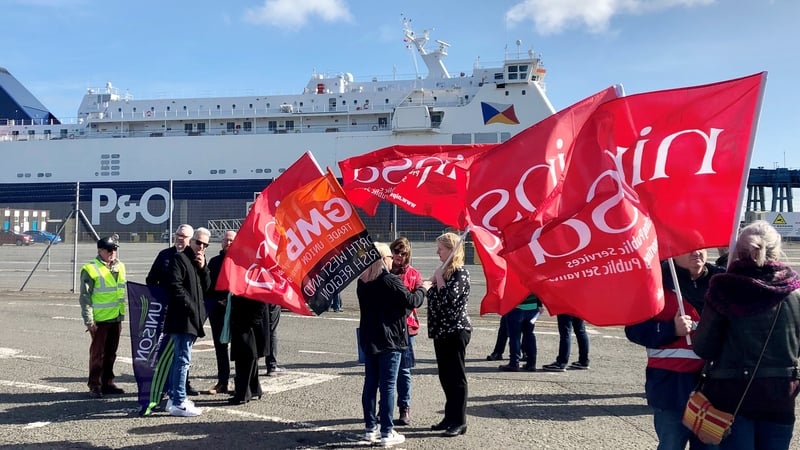 Sacked P&O staff protest at Larne Port (PA Images)