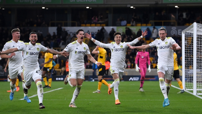 Luke Ayling celebrates after scoring a dramatic winner for Leeds as they won
