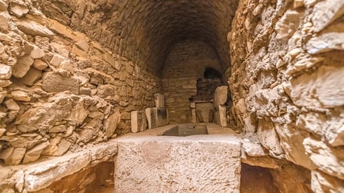 The interior of the tomb of Iri, one of the five ancient Pharaonic tombs recently discovered at the Saqqara archaeological site. Image: Getty Images