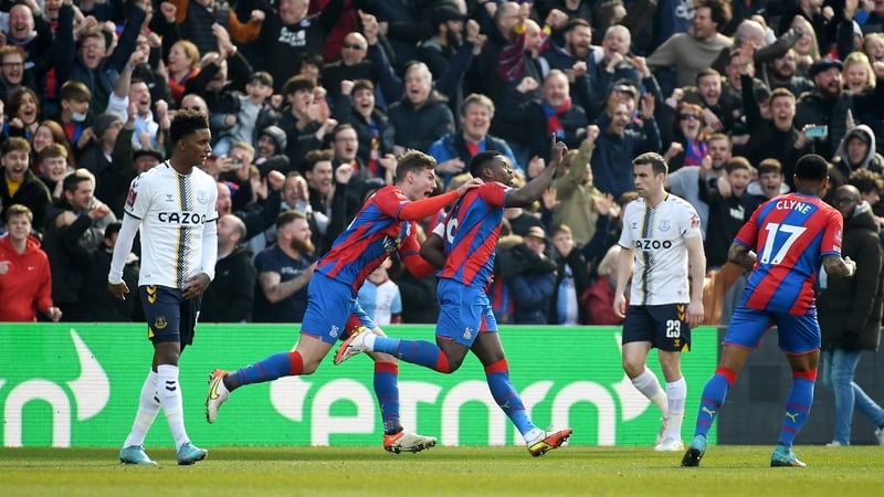 Marc Guehi celebrates his goal in front of the Palace faithful