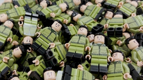 A Lego-style figurine of Ukrainian President Zelensky was created to raise money for aid relief. Image: Reuters