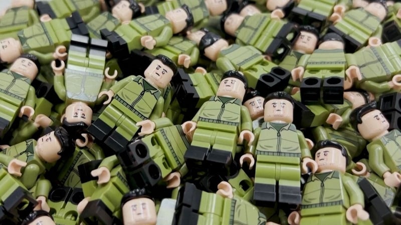 A Lego-style figurine of Ukrainian President Zelensky was created to raise money for aid relief. Image: Reuters