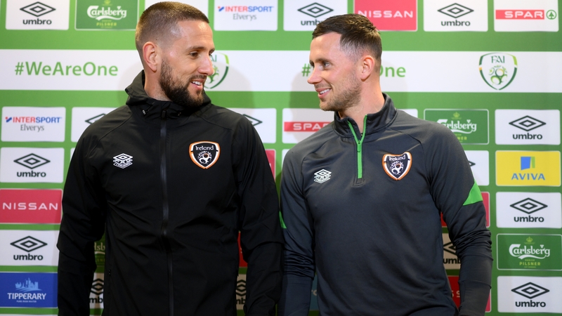 Alan Browne and Conor Hourihane on media duties on Monday