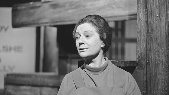 Actor Eithne Dunne during recording of 'Facets : Limbo Lands' in RTÉ TV studios (1972)