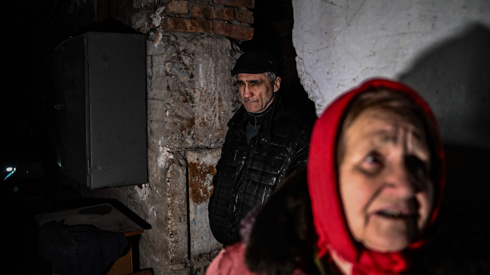 After Russia recognised east Ukraine's separatist republics, people shelter in basements in Schastia, near the eastern Ukraine city of Luhansk