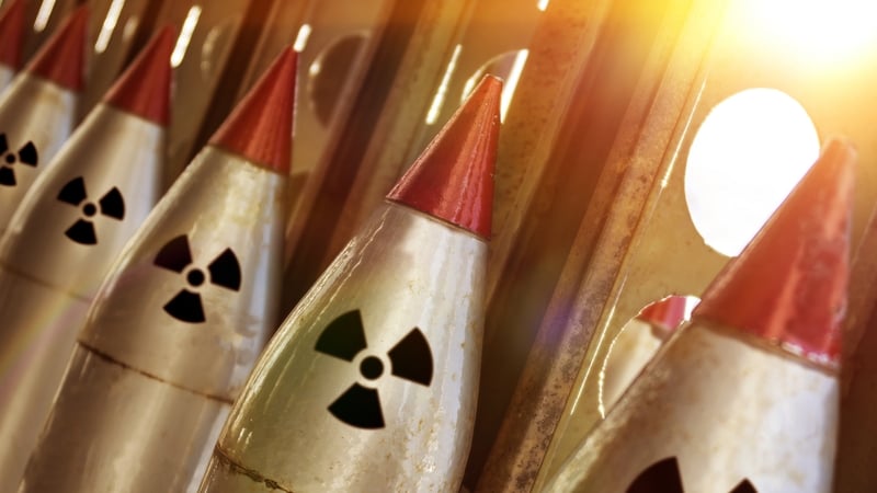 The nuclear warheads of a ballistic missile are aimed upwards for a nuclear strike (stock image)