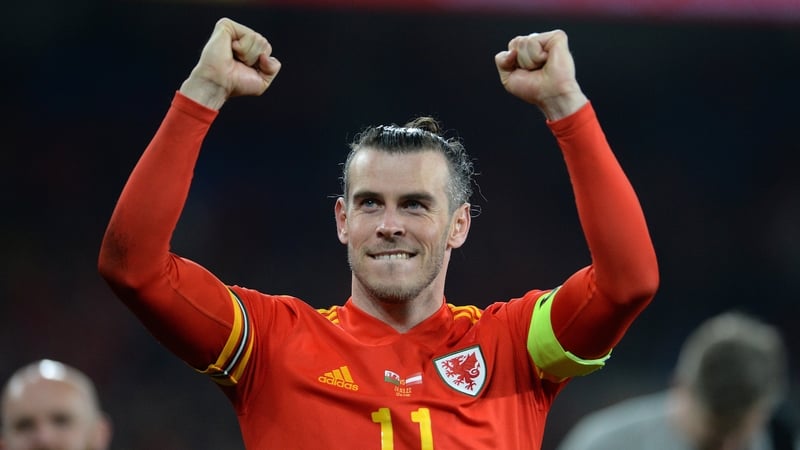 Gareth Bale celebrates after the win over Austria