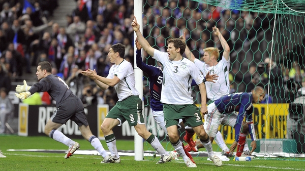 Ireland players furiously react to William Gallas's goal