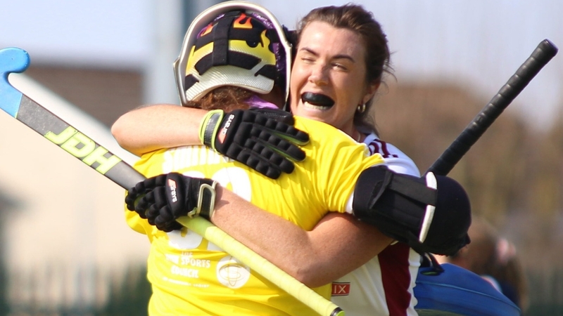 Catholic Institute's Pam Smithwick and Ciara Moloney celebrate. Credit: Max Fulham