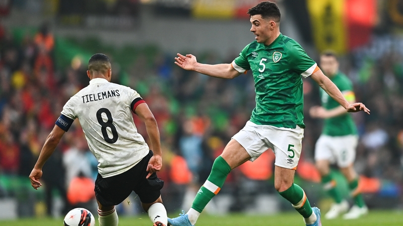John Egan in action during the Belgium game