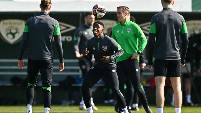 Man of the moment Chiedozie Ogbene enjoying training ahead of the Lithuania game