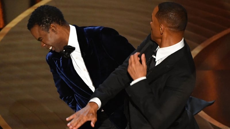The shocking moment Will Smith slapped Chris Rock across the face at the 2022 Oscars ceremony