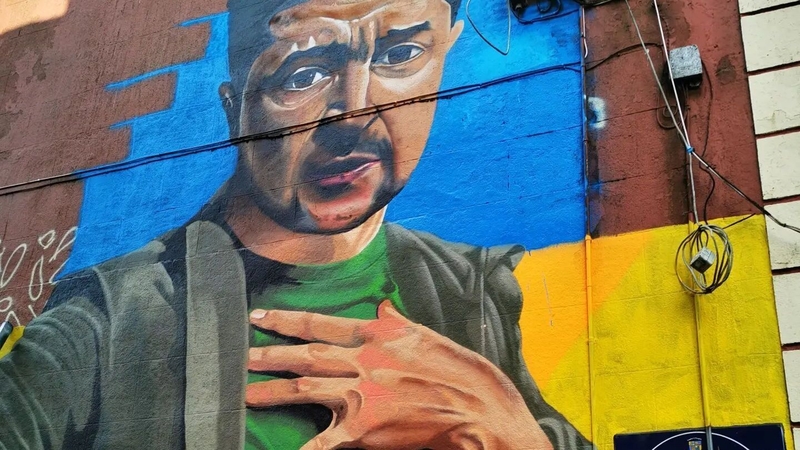 The mural of Ukrainian President Volodymyr Zelensky. Courtesy: Phil Atkinson