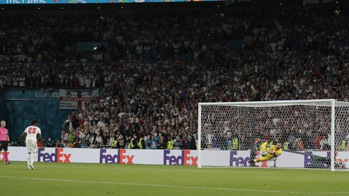Bukayo Saka has his penalty kicked saved by Gianluigi Donnarumma in the Euro 2020 final