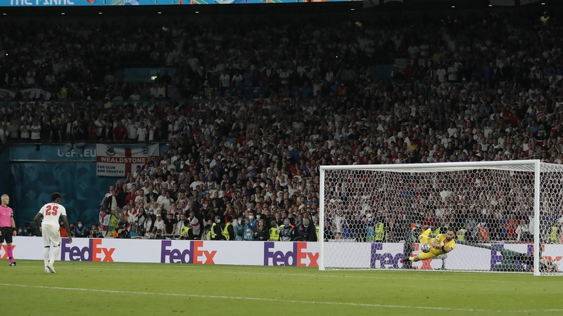 Bukayo Saka has his penalty kicked saved by Gianluigi Donnarumma in the Euro 2020 final
