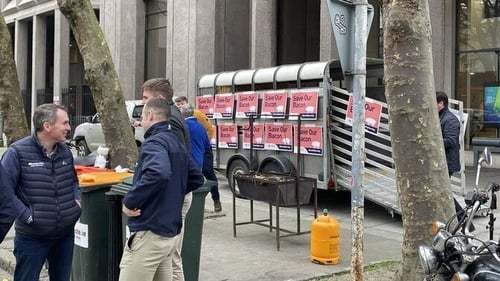 Farmers protested in Dublin yesterday