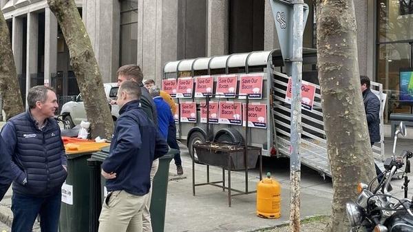 Farmers protested in Dublin yesterday