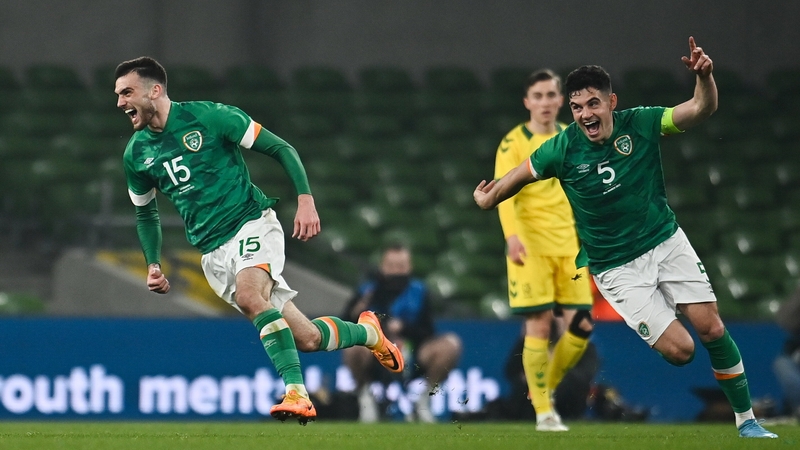 Troy Parrott celebrates his match winning goal