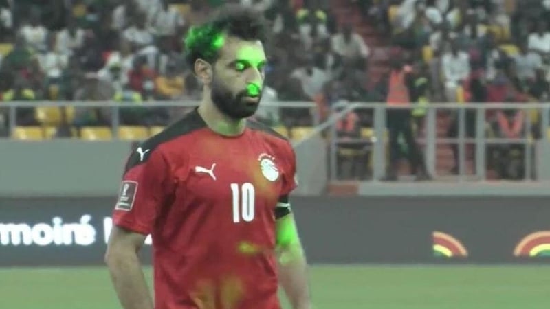 Salah was targeted by lasers as he stepped up to take his penalty