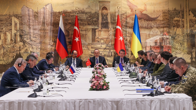 Delegations from Russia and Ukraine at Dolmabahce Presidential Office in Istanbul, Turkey