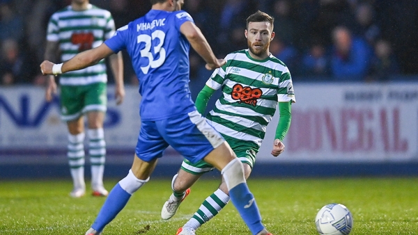 Shamrock Rovers Jack Byrne takes on Finn Harps' Filip Mihaljevic