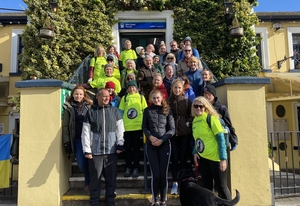 RTÉ staff, including some of Charlie's former newsroom colleagues, before their climb of Howth Head