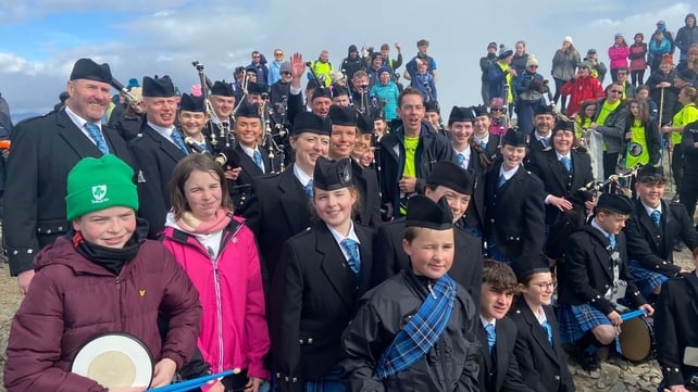 Presenter Ryan Tubridy surrounded by Climb with Charlie supporters