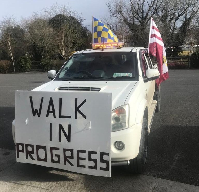 Traffic management as part of the Balllymoe to Ballintubber walk (Credit: Howard Simpson)