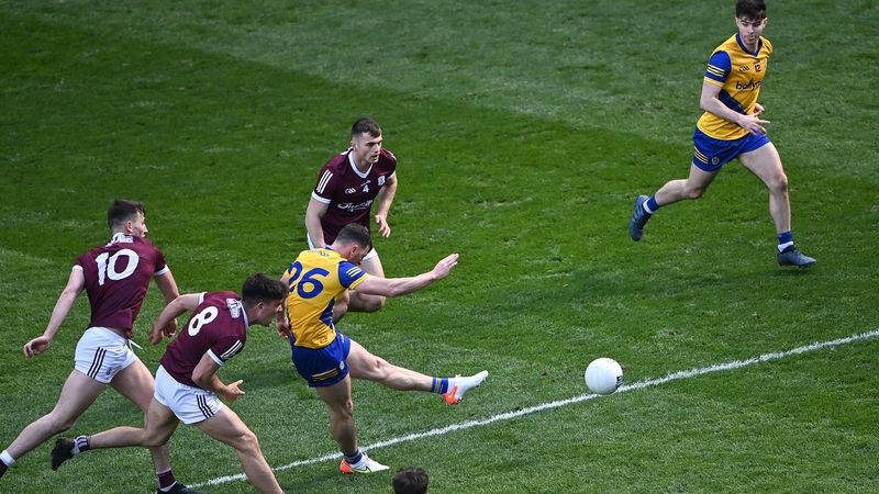 Diarmuid Murtagh scores the decisive goal against Galway in the Division 2 football final
