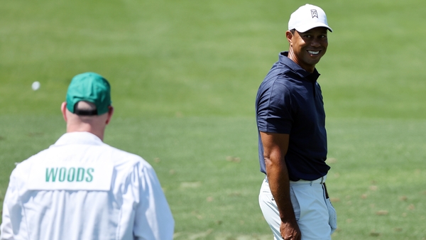 Tiger Woods during today's practice round at the Masters