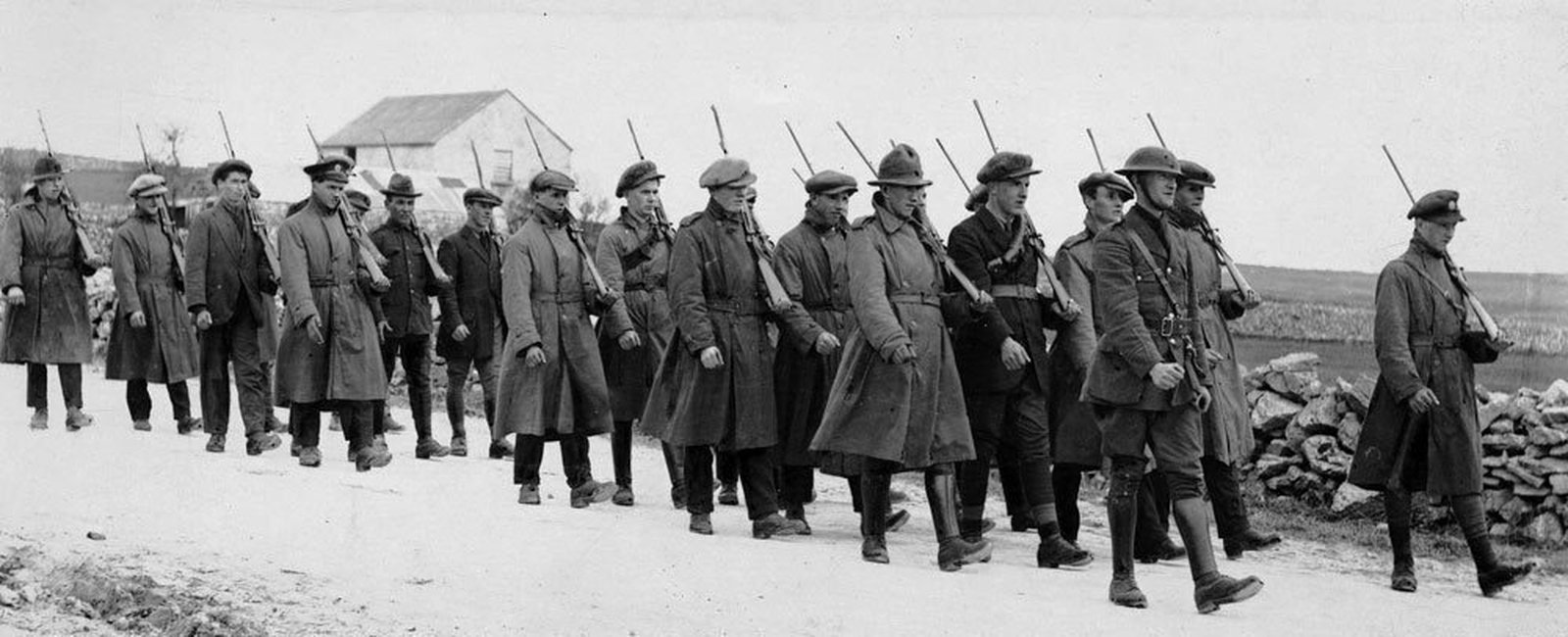 Anti-Treaty IRA units occupy Finner Camp, Donegal. The motley appearance was typical of both the National Army and the IRA that midsummer of 1922 (Courtesy of Belfast Telegraph)