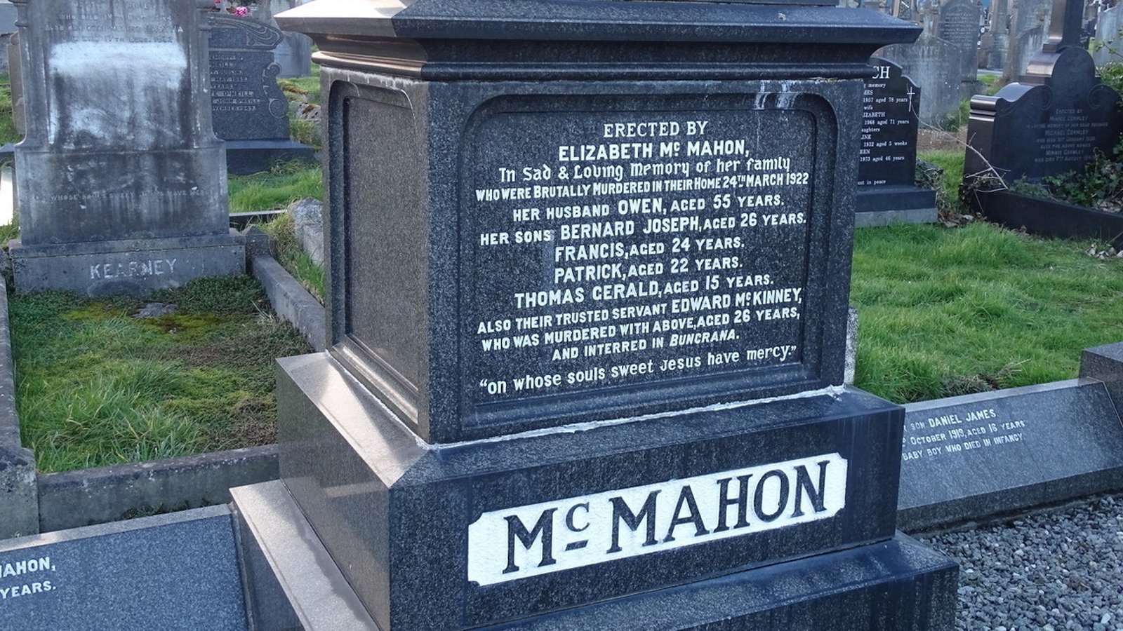 The McMahon Family plot in Milltown Cemetery Belfast (Courtesy of Martin Magill)