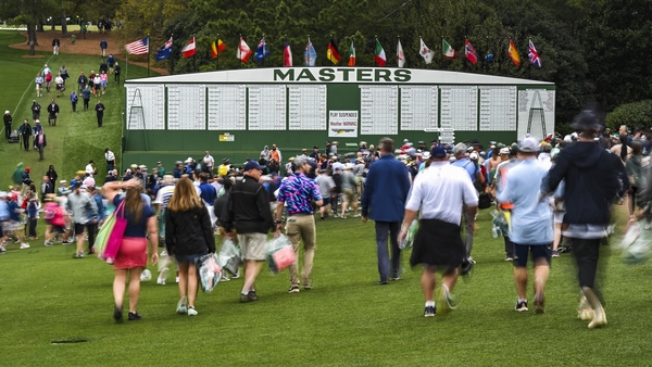Fans make their way to the exits at Augusta