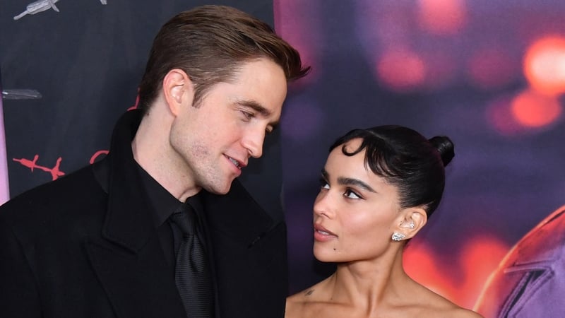 Robert Pattinson and US actress Zoe Kravitz arrive for The Batman. (Photo by ANGELA WEISS/AFP via Getty Images)