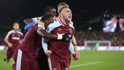 Jarrod Bowen celebrates giving West Ham the lead