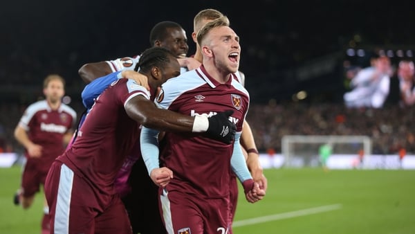 Jarrod Bowen celebrates giving West Ham the lead