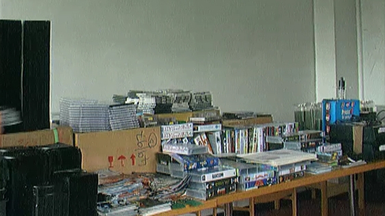 Pirate CDs and videos in Monaghan Garda Station, 1997.