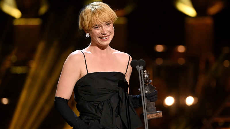 Jessie Buckley, pictured accepting her award at the Royal Albert Hall - "This is just so lovely"