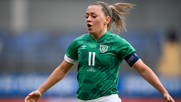 Katie McCabe celebrates her first-half strike in Sweden