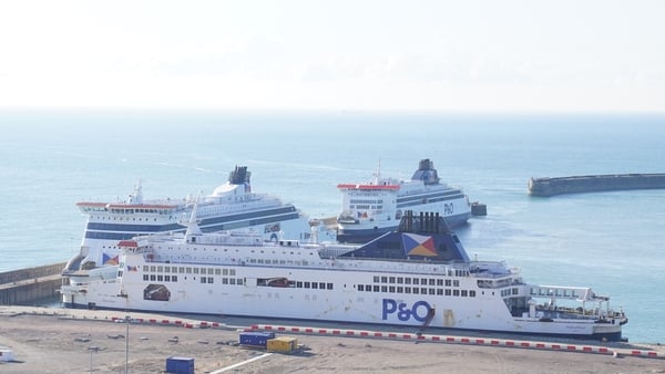 Spirit of Britain (L) at the Port of Dover in Kent